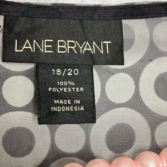 Lane Bryant 18/20 Gray Black Polka Dot Chiffon Belted Pullover Tunic Top Plus 1X - Picture 5 of 5